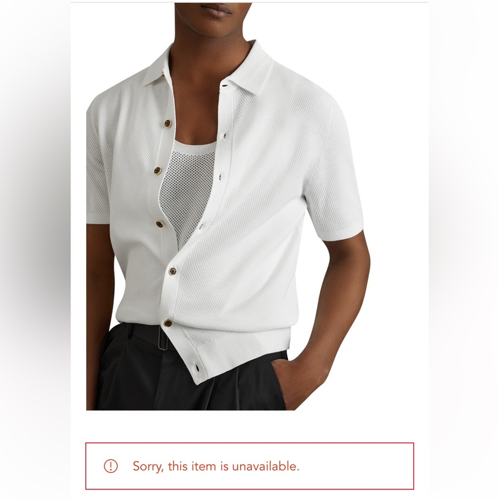 NWT Reiss Bravo Cotton Blend Textured Shirt in White